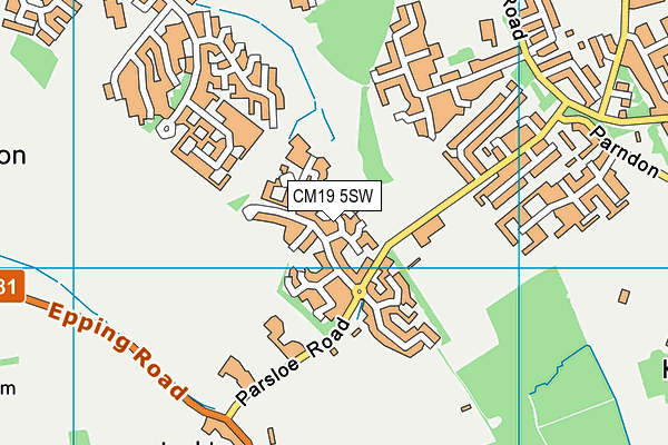 CM19 5SW map - OS VectorMap District (Ordnance Survey)