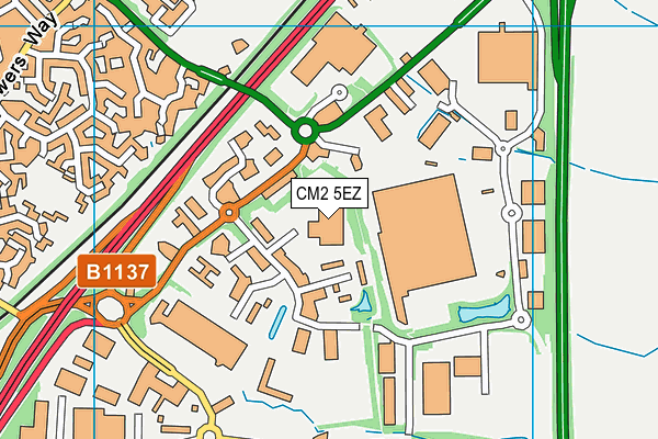 CM2 5EZ map - OS VectorMap District (Ordnance Survey)