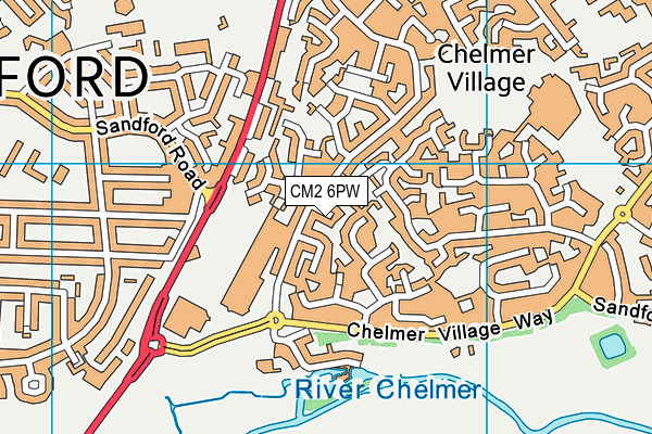 CM2 6PW map - OS VectorMap District (Ordnance Survey)