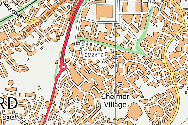 CM2 6TZ map - OS VectorMap District (Ordnance Survey)