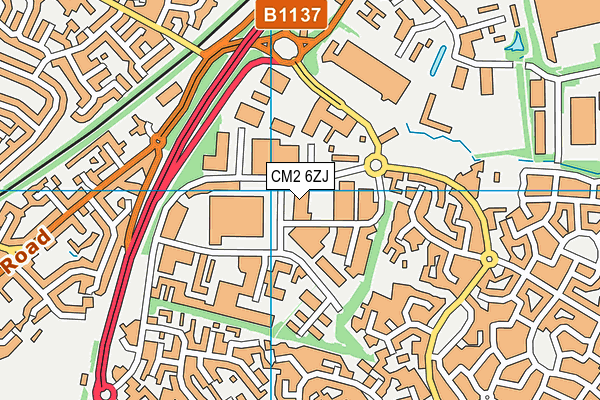 CM2 6ZJ map - OS VectorMap District (Ordnance Survey)