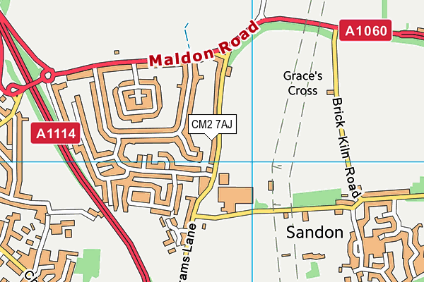 CM2 7AJ map - OS VectorMap District (Ordnance Survey)