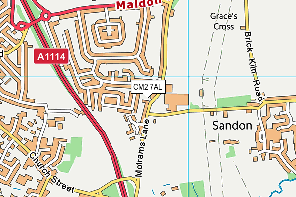 CM2 7AL map - OS VectorMap District (Ordnance Survey)