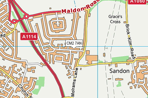 CM2 7AN map - OS VectorMap District (Ordnance Survey)
