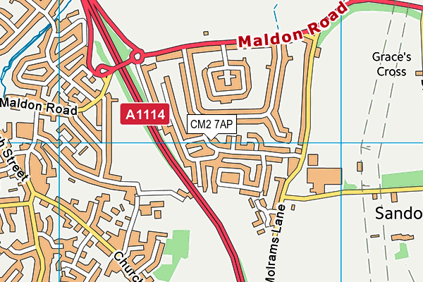 CM2 7AP map - OS VectorMap District (Ordnance Survey)