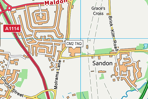 The Sandon School map (CM2 7AQ) - OS VectorMap District (Ordnance Survey)