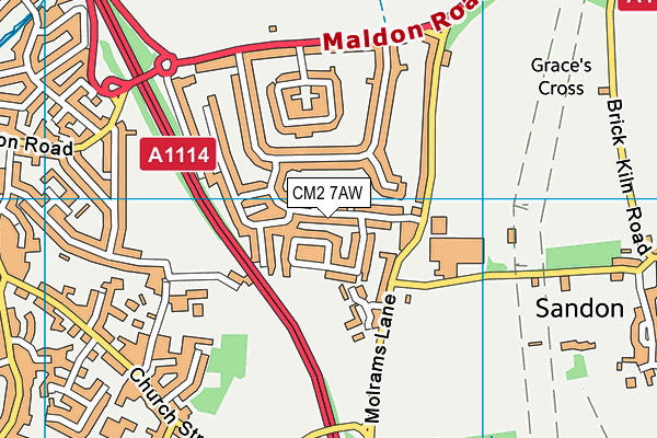 CM2 7AW map - OS VectorMap District (Ordnance Survey)