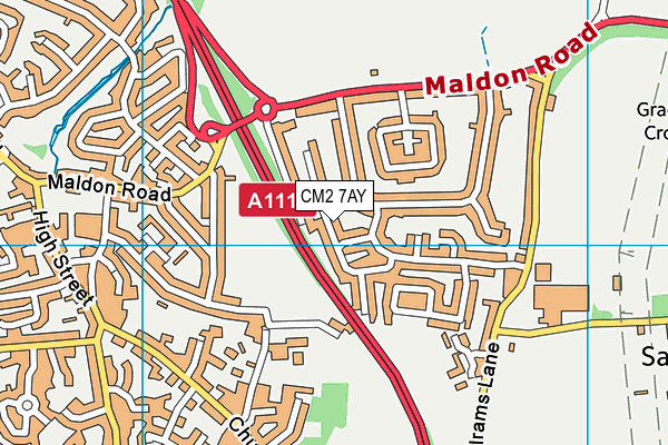 CM2 7AY map - OS VectorMap District (Ordnance Survey)