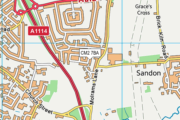 CM2 7BA map - OS VectorMap District (Ordnance Survey)