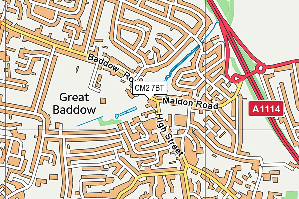 CM2 7BT map - OS VectorMap District (Ordnance Survey)