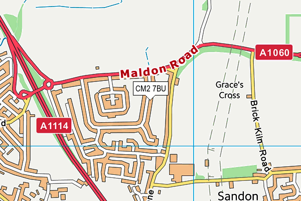 CM2 7BU map - OS VectorMap District (Ordnance Survey)