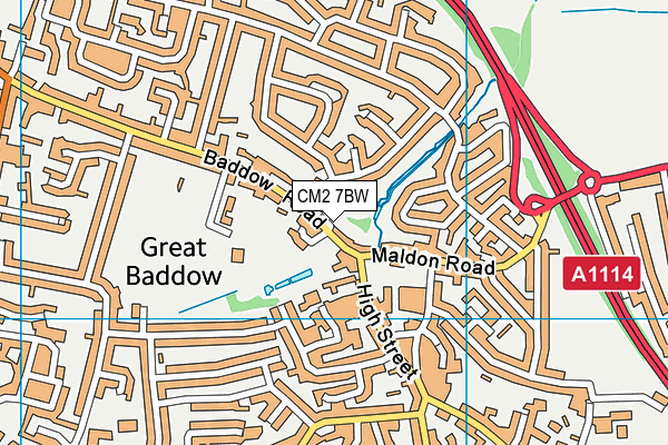 CM2 7BW map - OS VectorMap District (Ordnance Survey)