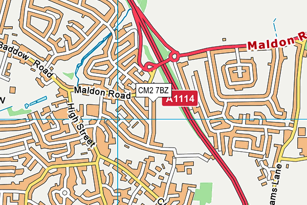 CM2 7BZ map - OS VectorMap District (Ordnance Survey)