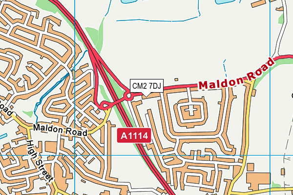 CM2 7DJ map - OS VectorMap District (Ordnance Survey)