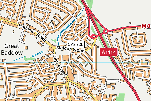 CM2 7DL map - OS VectorMap District (Ordnance Survey)