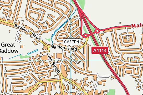 CM2 7DN map - OS VectorMap District (Ordnance Survey)