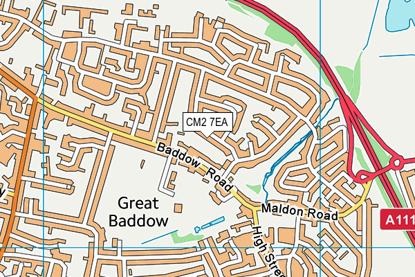 CM2 7EA map - OS VectorMap District (Ordnance Survey)