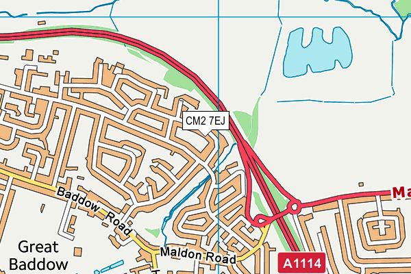 CM2 7EJ map - OS VectorMap District (Ordnance Survey)