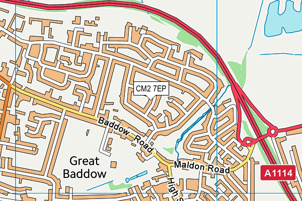 CM2 7EP map - OS VectorMap District (Ordnance Survey)