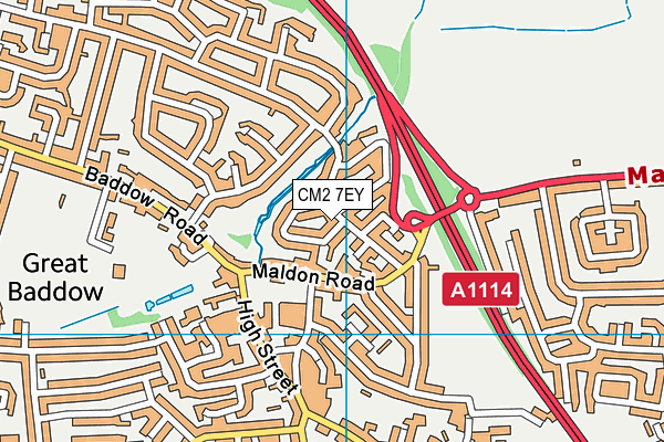 CM2 7EY map - OS VectorMap District (Ordnance Survey)