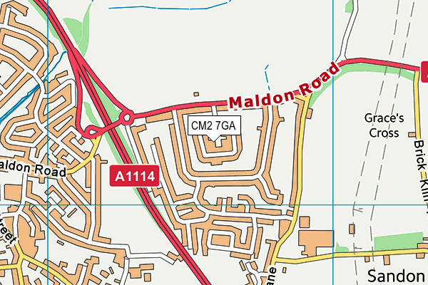 CM2 7GA map - OS VectorMap District (Ordnance Survey)