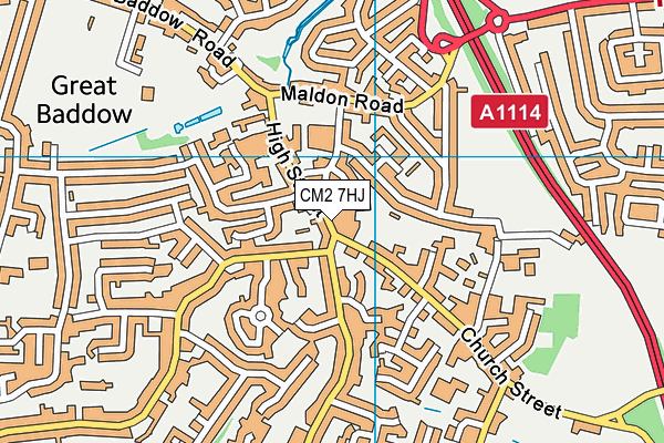 CM2 7HJ map - OS VectorMap District (Ordnance Survey)