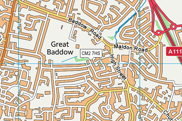 CM2 7HS map - OS VectorMap District (Ordnance Survey)