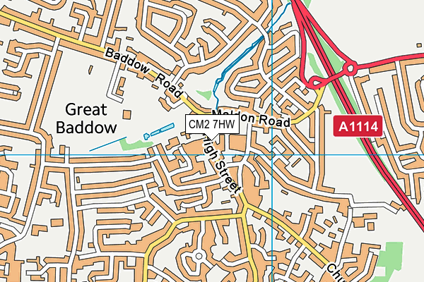 CM2 7HW map - OS VectorMap District (Ordnance Survey)