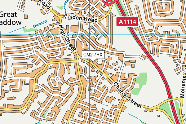 CM2 7HX map - OS VectorMap District (Ordnance Survey)