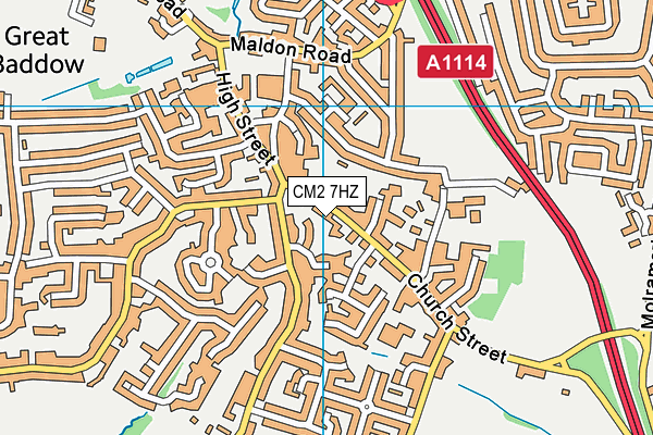 CM2 7HZ map - OS VectorMap District (Ordnance Survey)