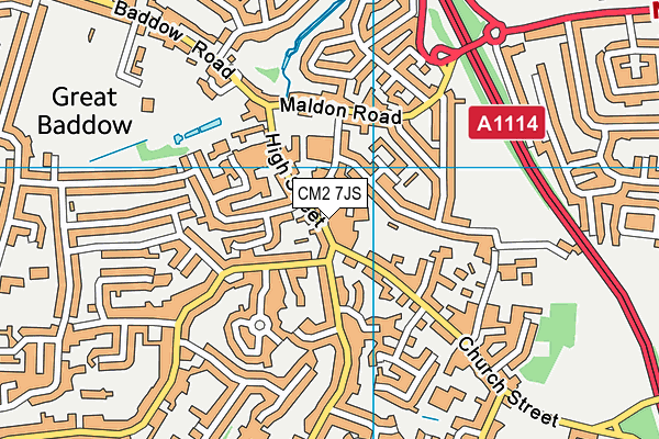 CM2 7JS map - OS VectorMap District (Ordnance Survey)