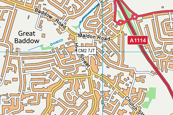 CM2 7JT map - OS VectorMap District (Ordnance Survey)