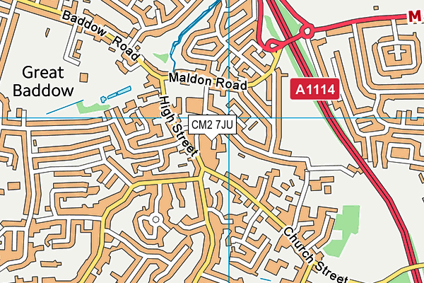 CM2 7JU map - OS VectorMap District (Ordnance Survey)