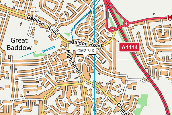 CM2 7JX map - OS VectorMap District (Ordnance Survey)