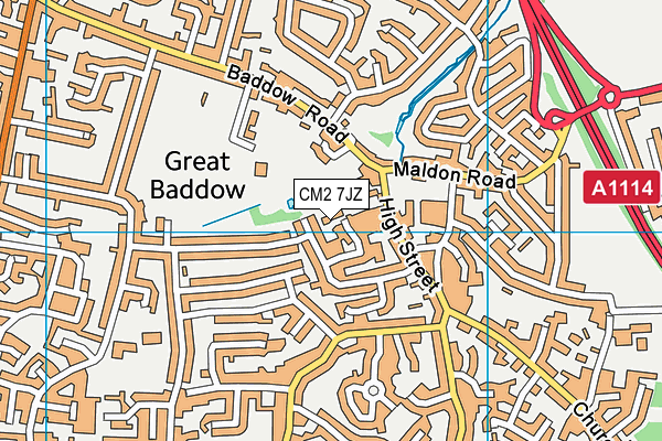 CM2 7JZ map - OS VectorMap District (Ordnance Survey)