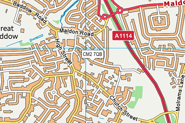 CM2 7QB map - OS VectorMap District (Ordnance Survey)