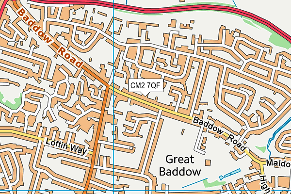 CM2 7QF map - OS VectorMap District (Ordnance Survey)