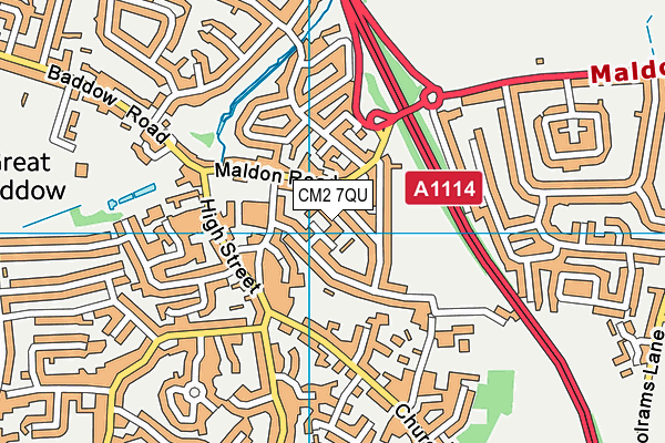 CM2 7QU map - OS VectorMap District (Ordnance Survey)