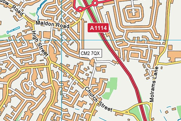 CM2 7QX map - OS VectorMap District (Ordnance Survey)