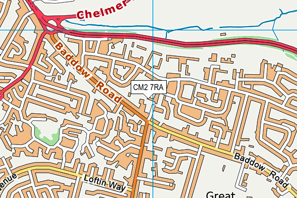 CM2 7RA map - OS VectorMap District (Ordnance Survey)