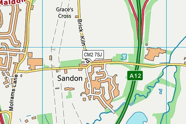 CM2 7SJ map - OS VectorMap District (Ordnance Survey)