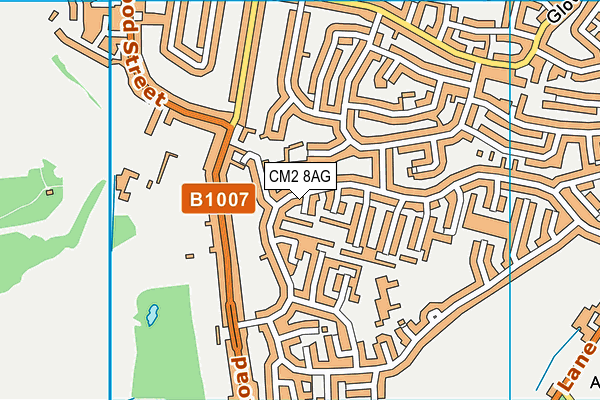 CM2 8AG map - OS VectorMap District (Ordnance Survey)