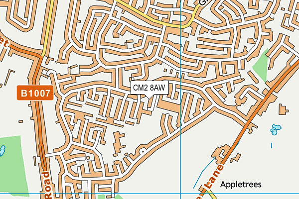 CM2 8AW map - OS VectorMap District (Ordnance Survey)