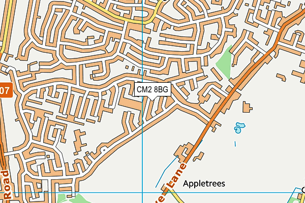CM2 8BG map - OS VectorMap District (Ordnance Survey)