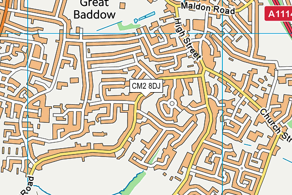 CM2 8DJ map - OS VectorMap District (Ordnance Survey)