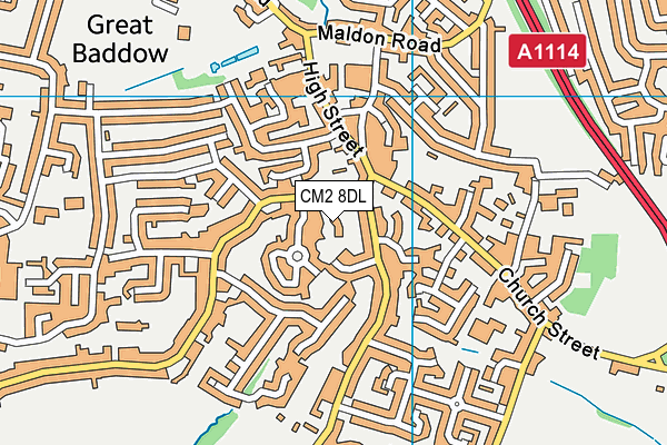CM2 8DL map - OS VectorMap District (Ordnance Survey)