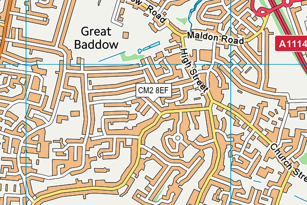 CM2 8EF map - OS VectorMap District (Ordnance Survey)