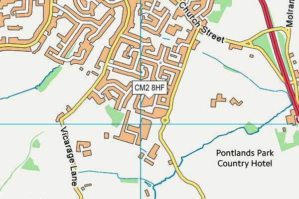 CM2 8HF map - OS VectorMap District (Ordnance Survey)
