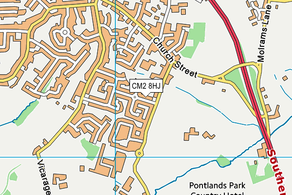 CM2 8HJ map - OS VectorMap District (Ordnance Survey)