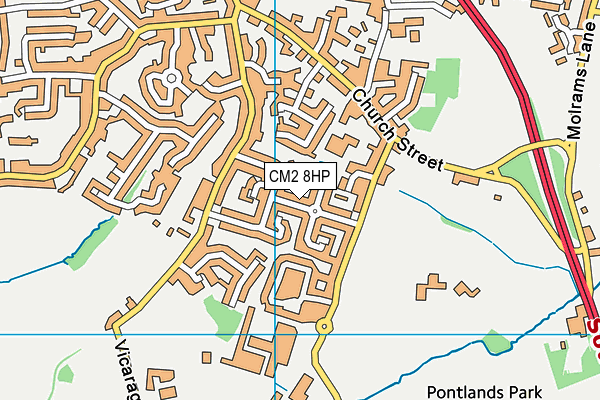 CM2 8HP map - OS VectorMap District (Ordnance Survey)